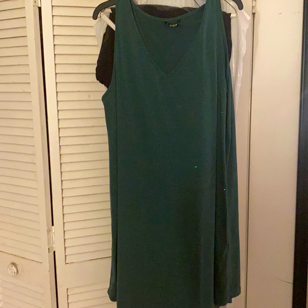 Fun casual summer dress , forest green